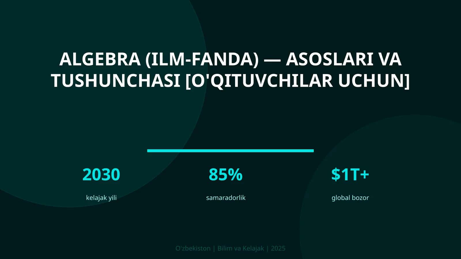Algebra (ILM-FANDA) — ASOSLARI VA TUSHUNCHASI [O'QITUVCHILAR UCHUN]
