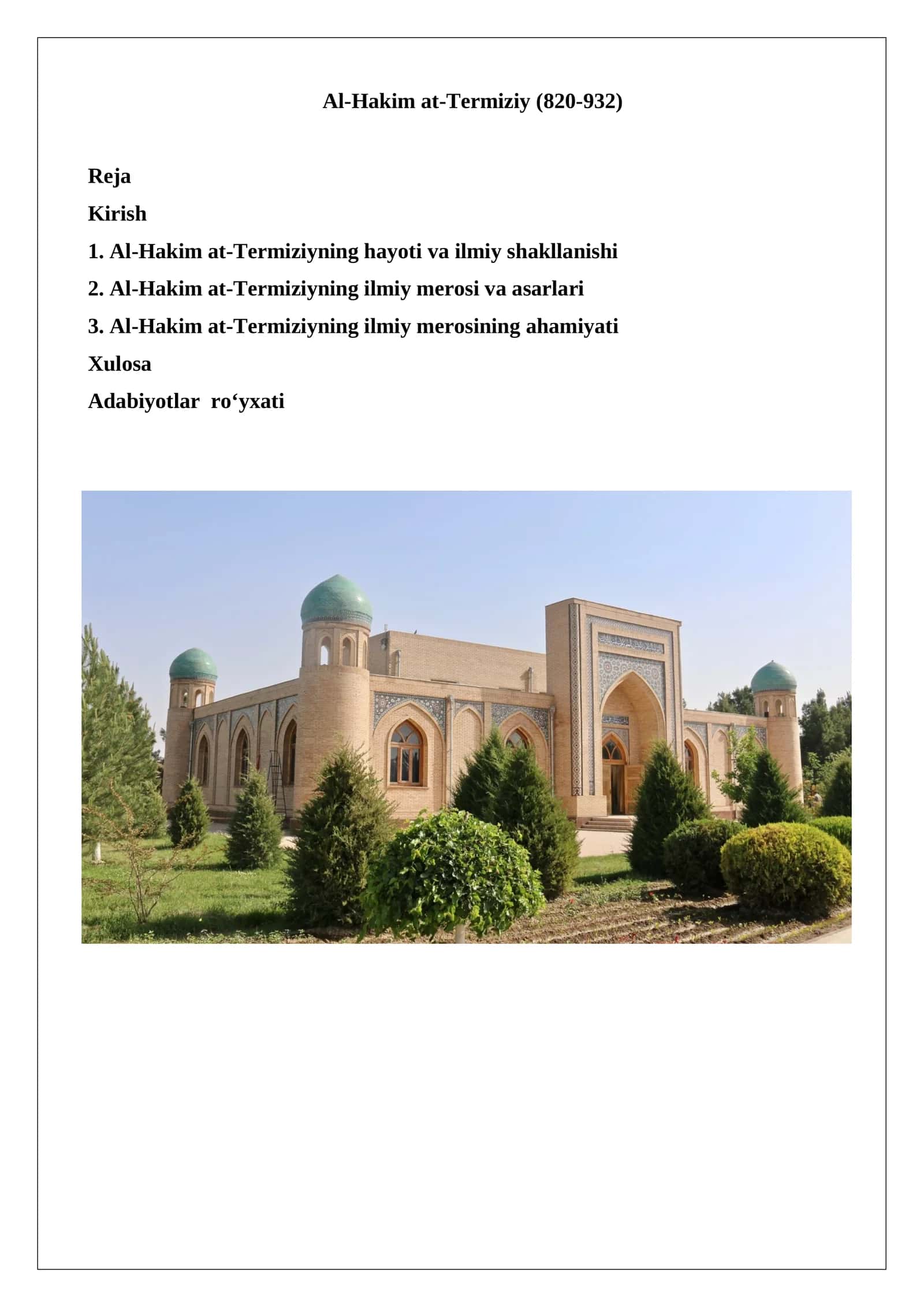 Al-Hakim at-Termiziy (820-932)