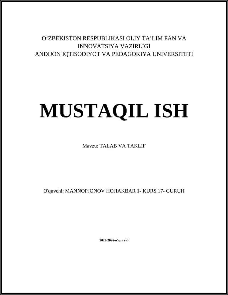 Talab va Taklif