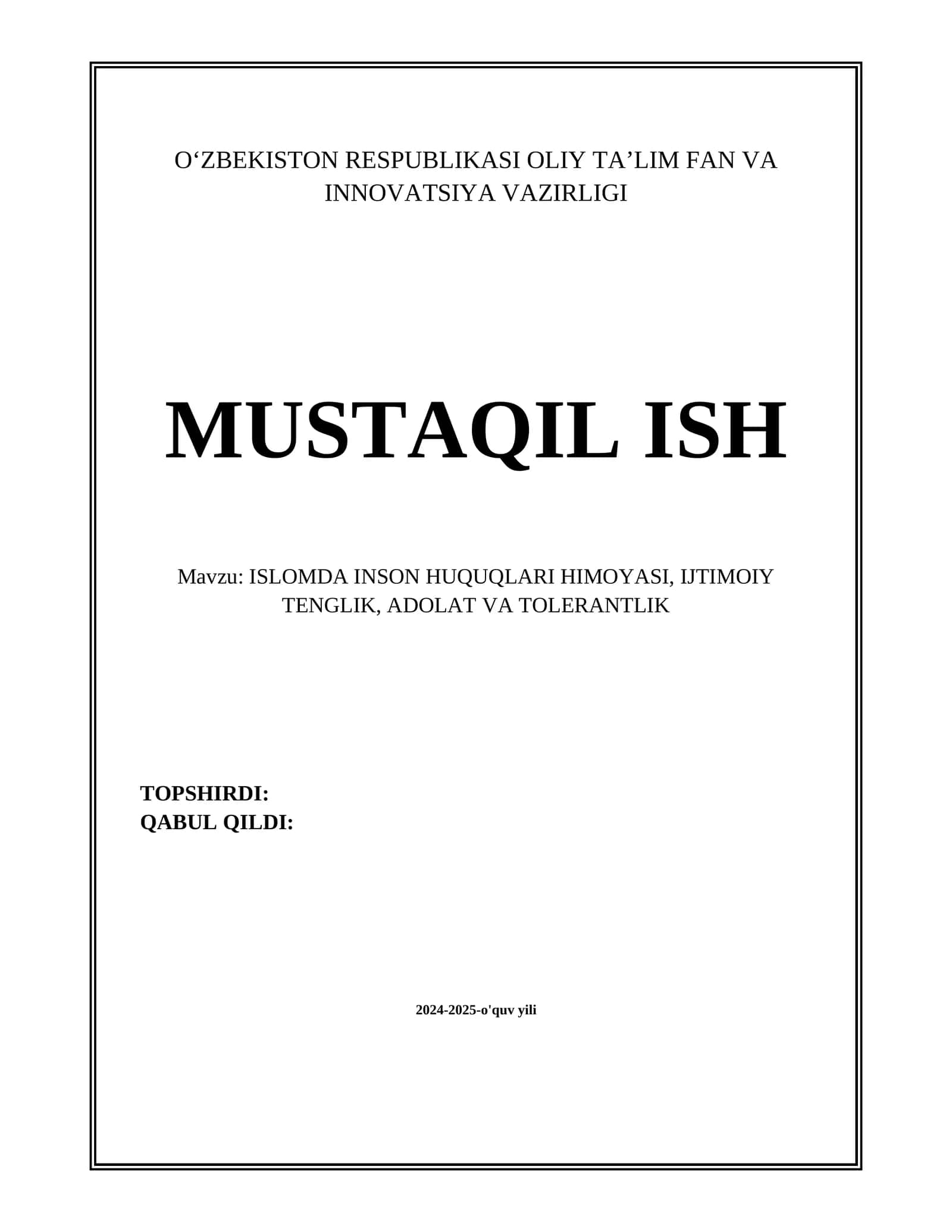 Islomda inson huquqlari himoyasi