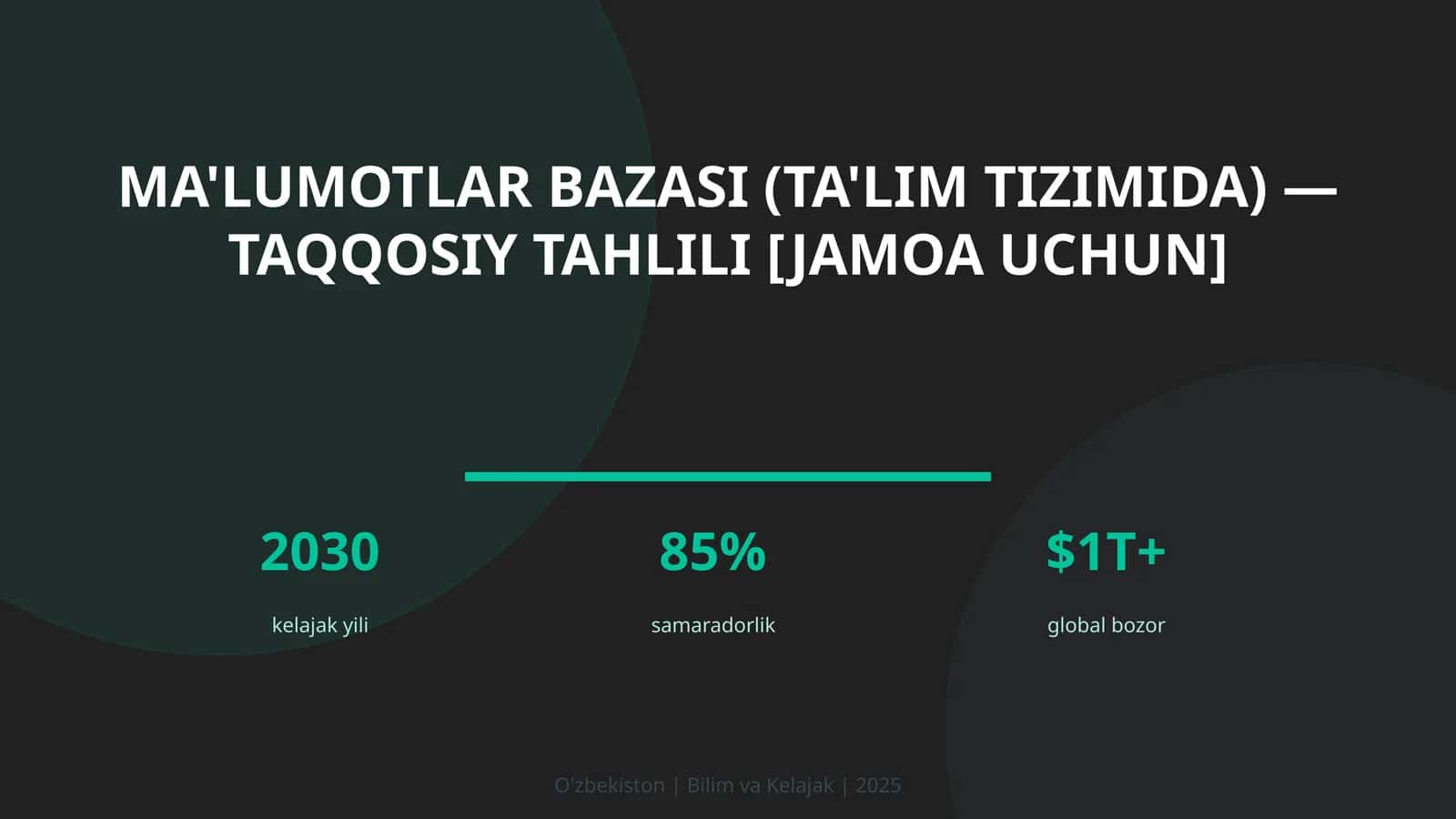 Ma'lumotlar bazasi (ta'lim tizimida) — taqqosiy tahlili [jamoa uchun]