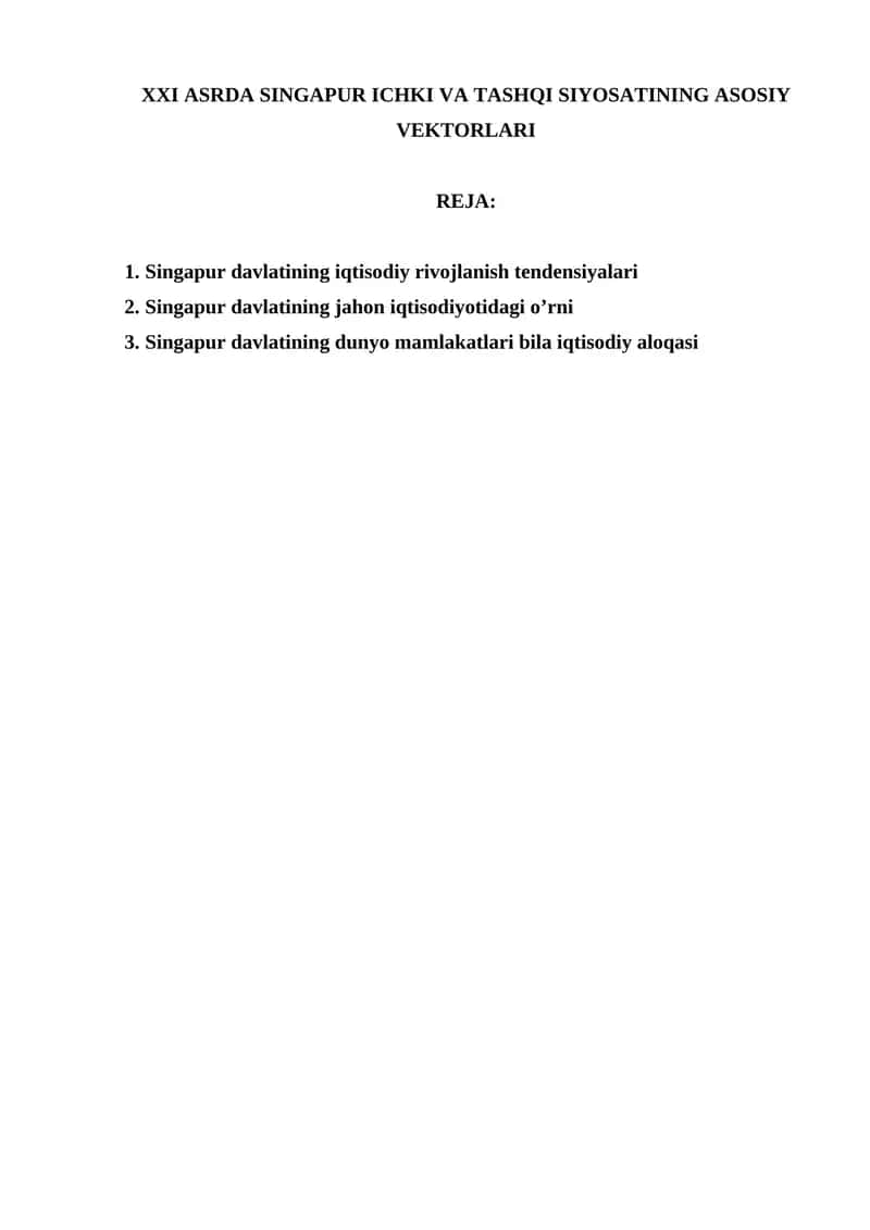 Singapur Iqtisodiyoti