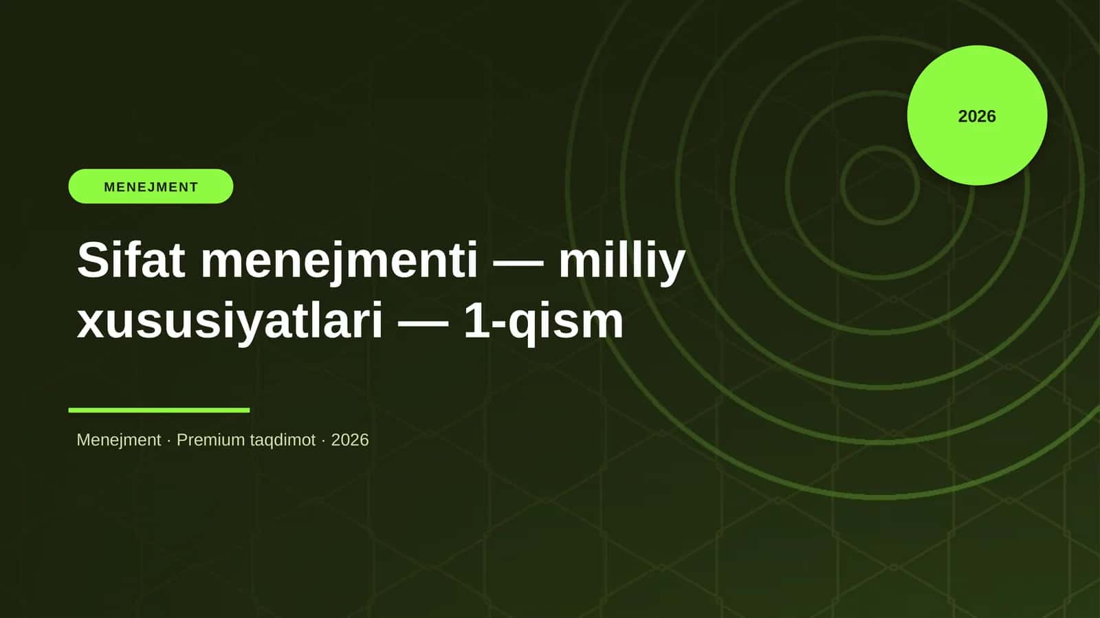 Sifat menejmenti — milliy xususiyatlari — 1-qism