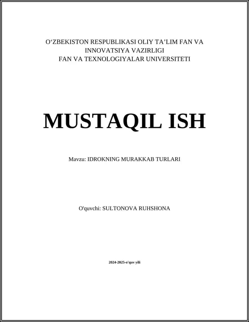 IDROKNING MURAKKAB TURLARI