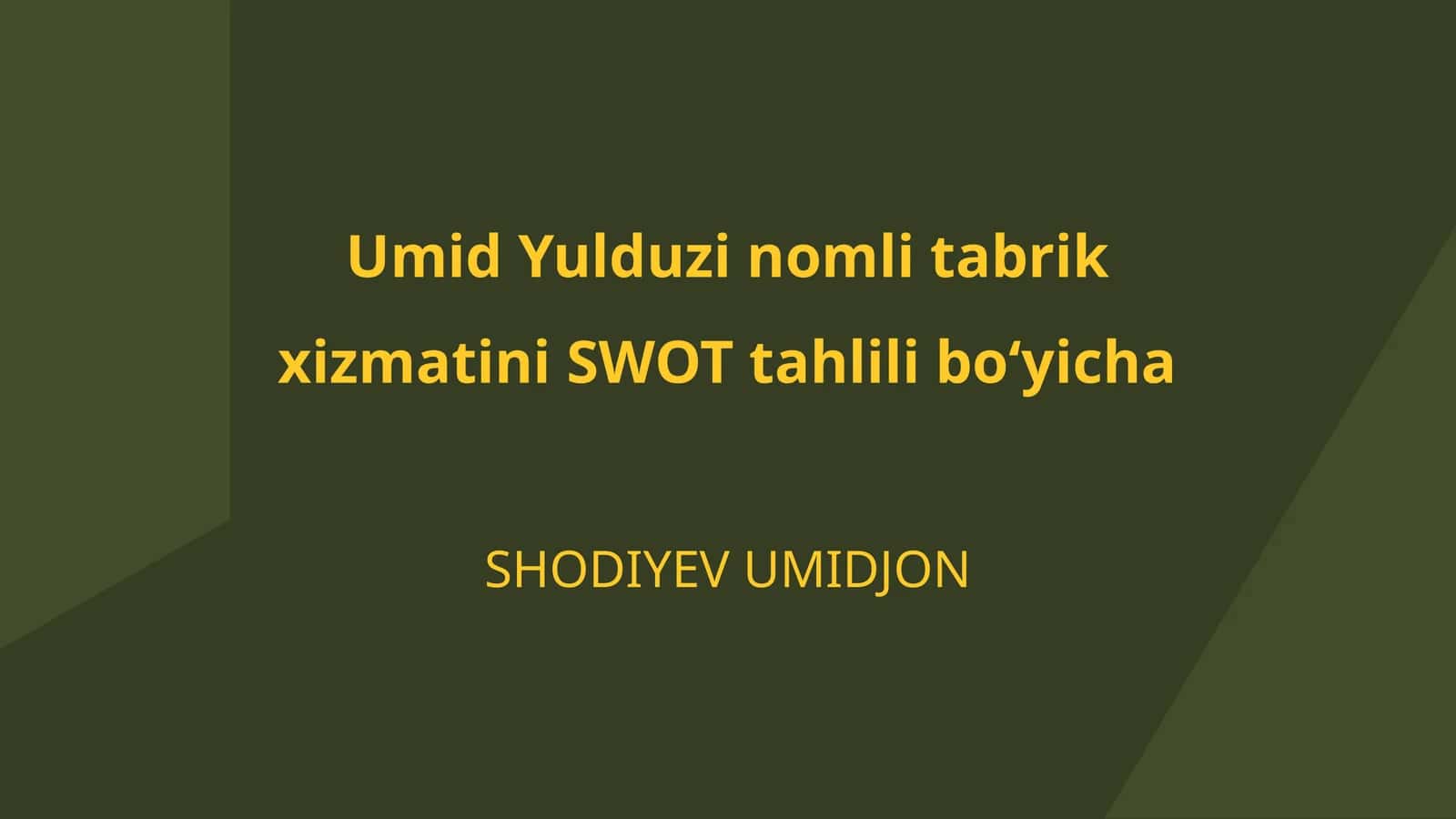 Umid Yulduzi nomli tabrik xizmati