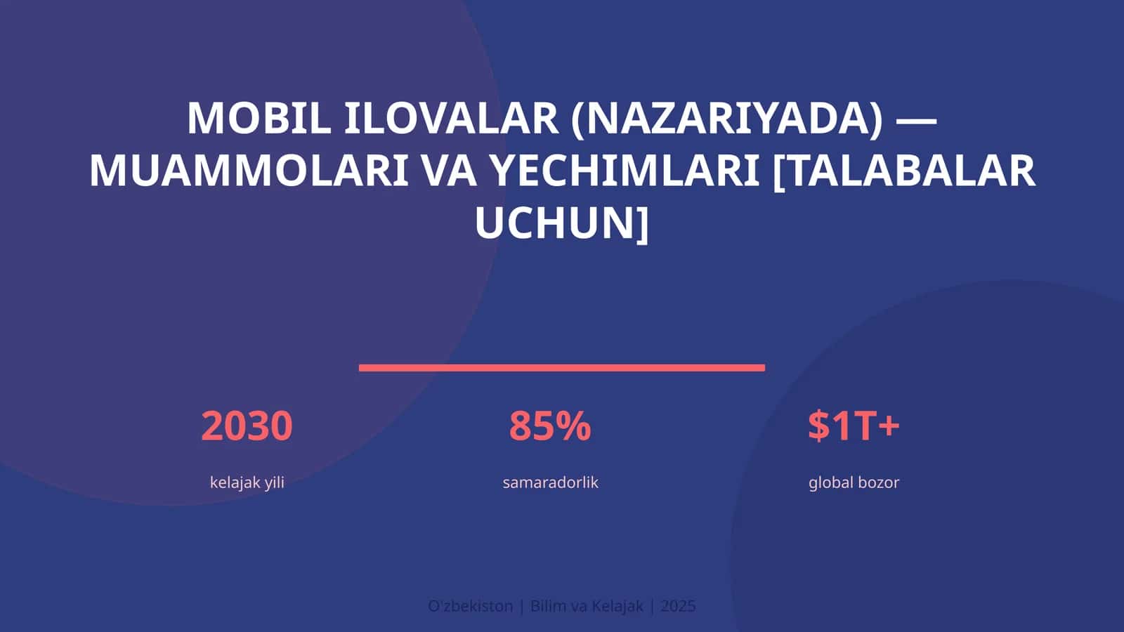 MOBIL ILOVALAR (NAZARIYADA) — MUAMMOLARI VA YECHIMLARI [TALABALAR UCHUN]