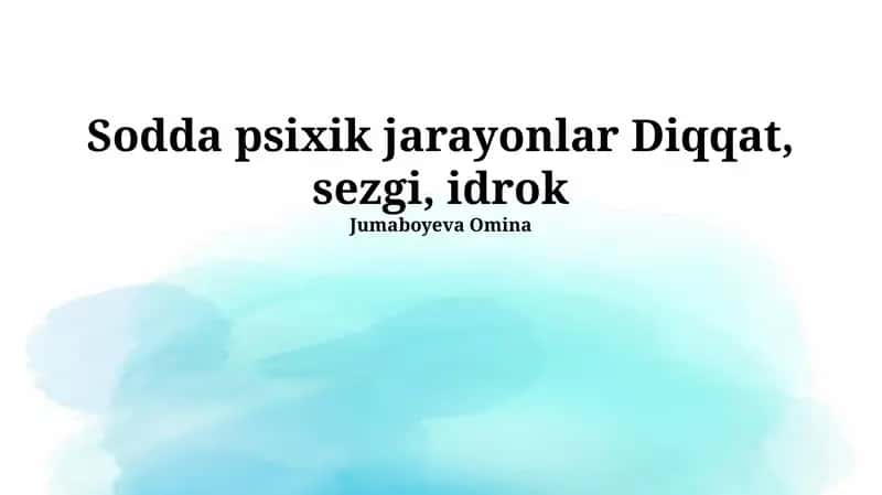 Sodda psixik jarayonlar Diqqat, sezgi, idrok