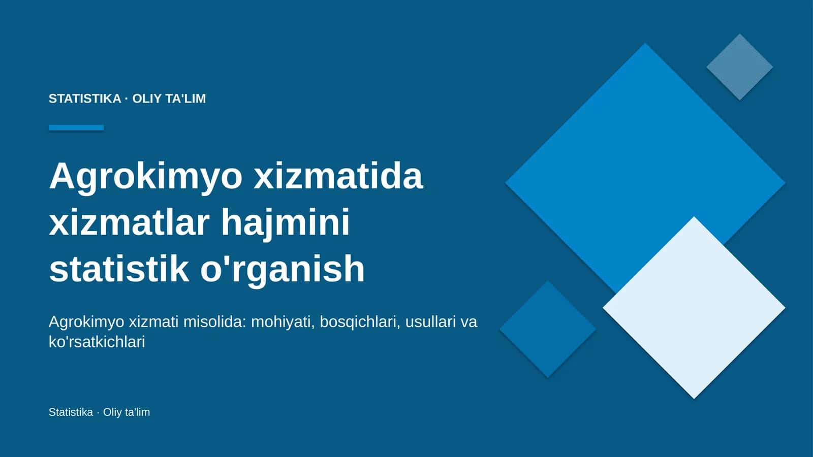 [Agrokimyo xizmatida xizmatlar hajmini statistik o'rganish]