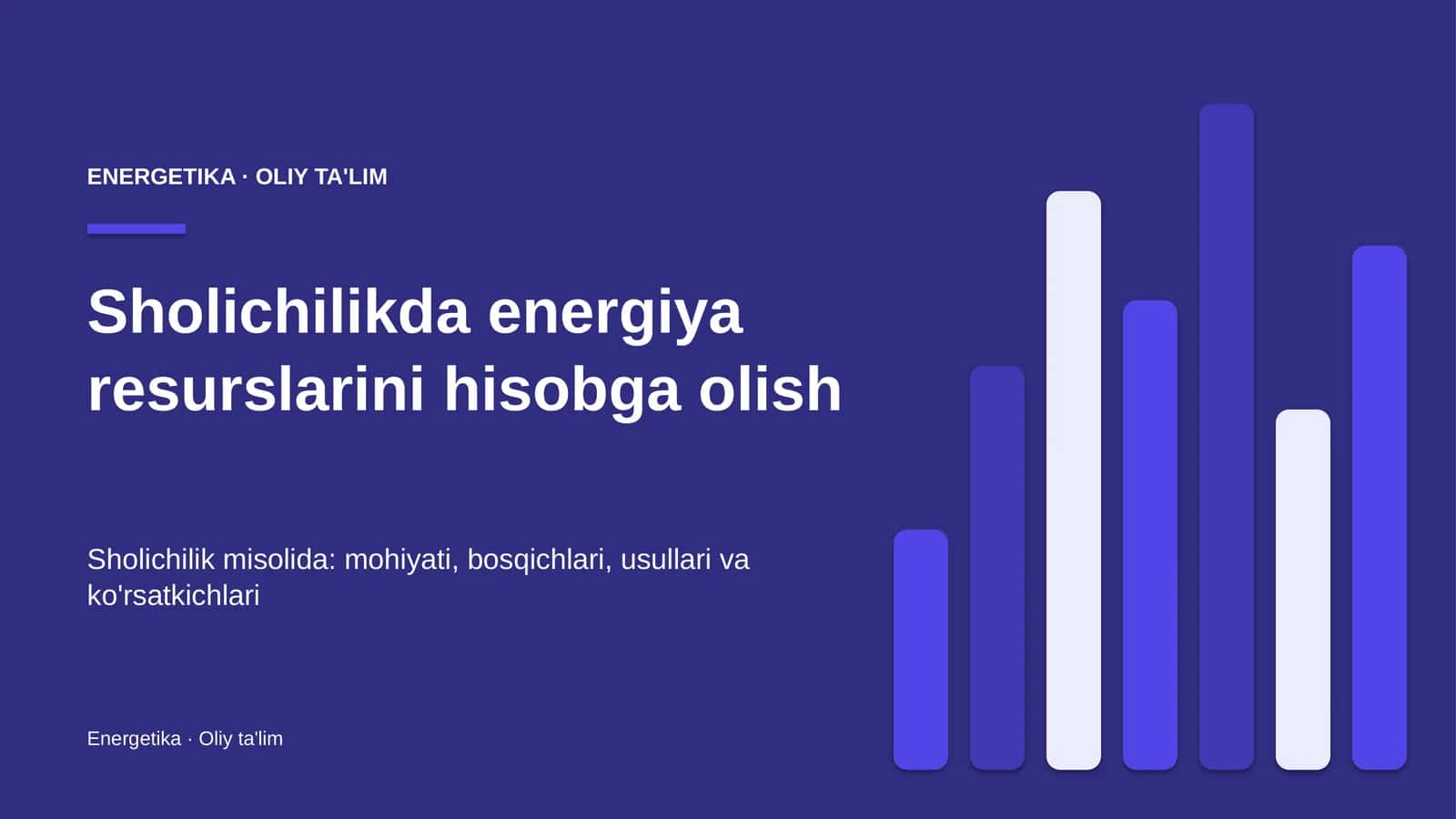 Sholichilikda energiya resurslarini hisobga olish