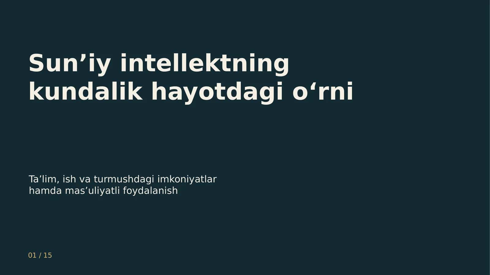 Sun’iy intellekt va Raqamli o‘qitish