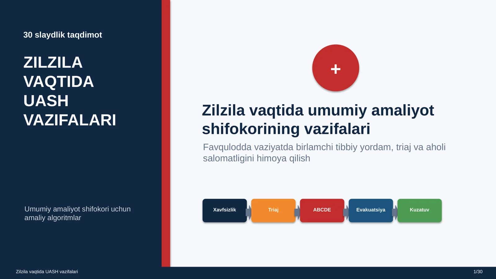 Zilzila vaqtida UASH vazifalari