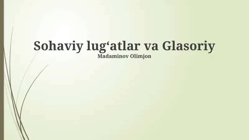 Sohaviy lug'atlar va glosariylar