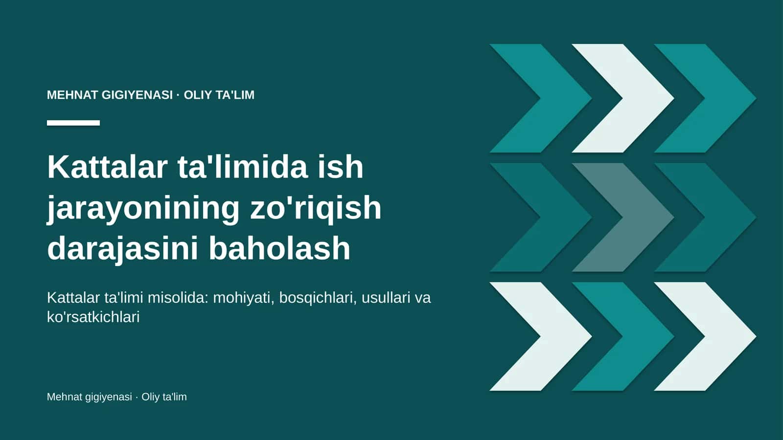 Kattalar ta'limida ish jarayonining zo'riqish darajasini baholash