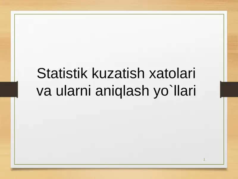 Statistik kuzatish xatolari