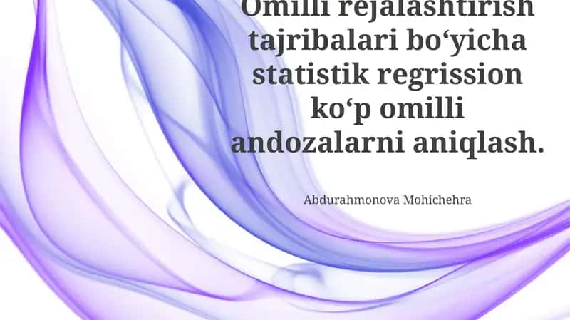 Ko'p Omilli Statistik Rejessiya Modellari