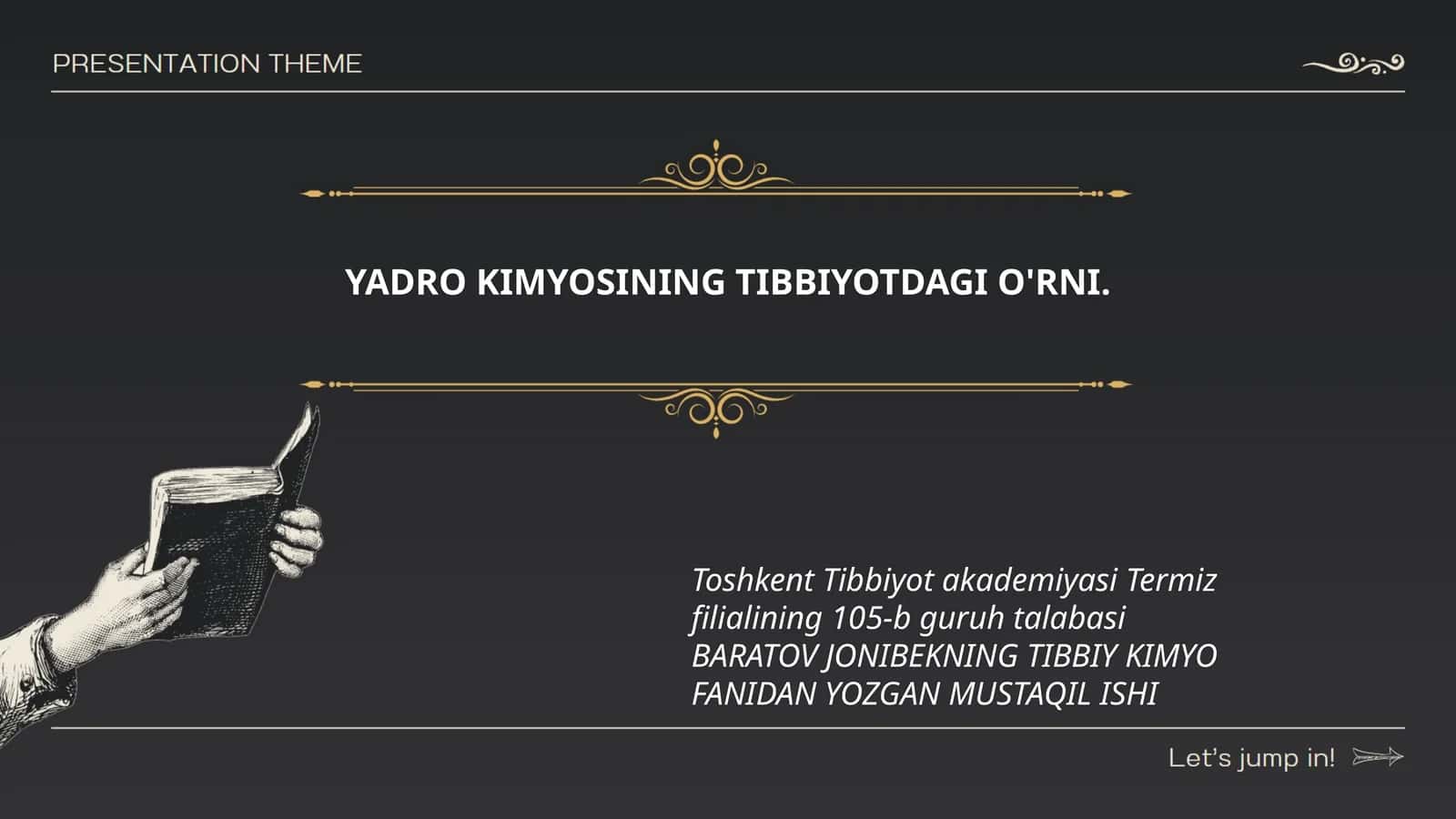 Baratov Jonibekning Tibbiy Kimyo Fanidagi Mustaqil Ishi