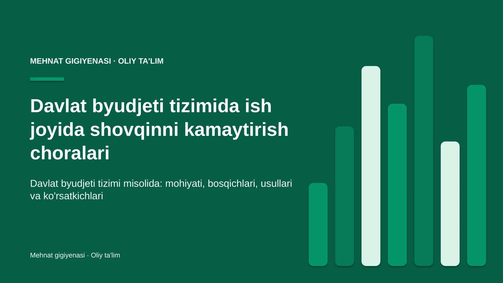 Davlat byudjeti tizimida ish joyida shovqinni kamaytirish choralari