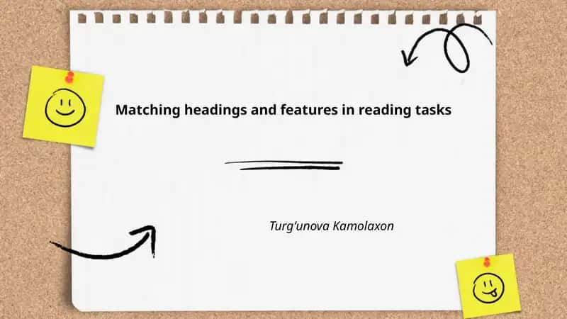 Matching headings and features in reading tasks