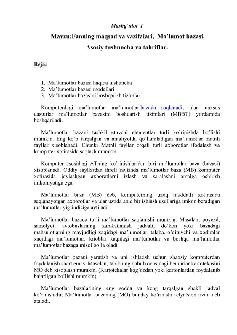 Ma'lumotlar bazasi