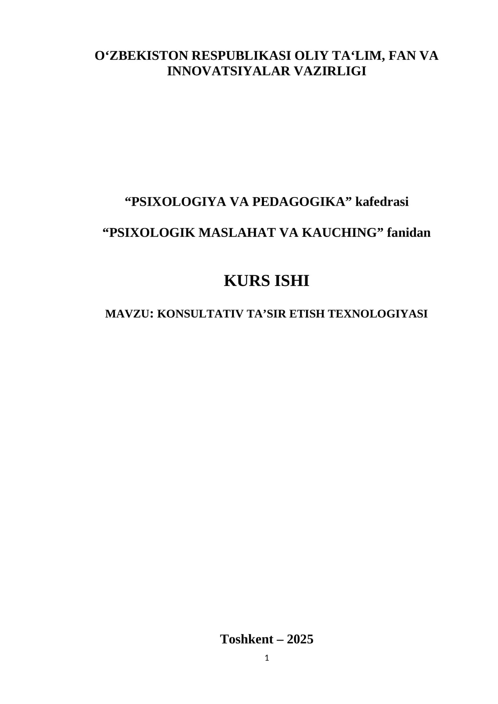 KONSULTATIV TA'SIR ETISH TEXNOLOGIYASI