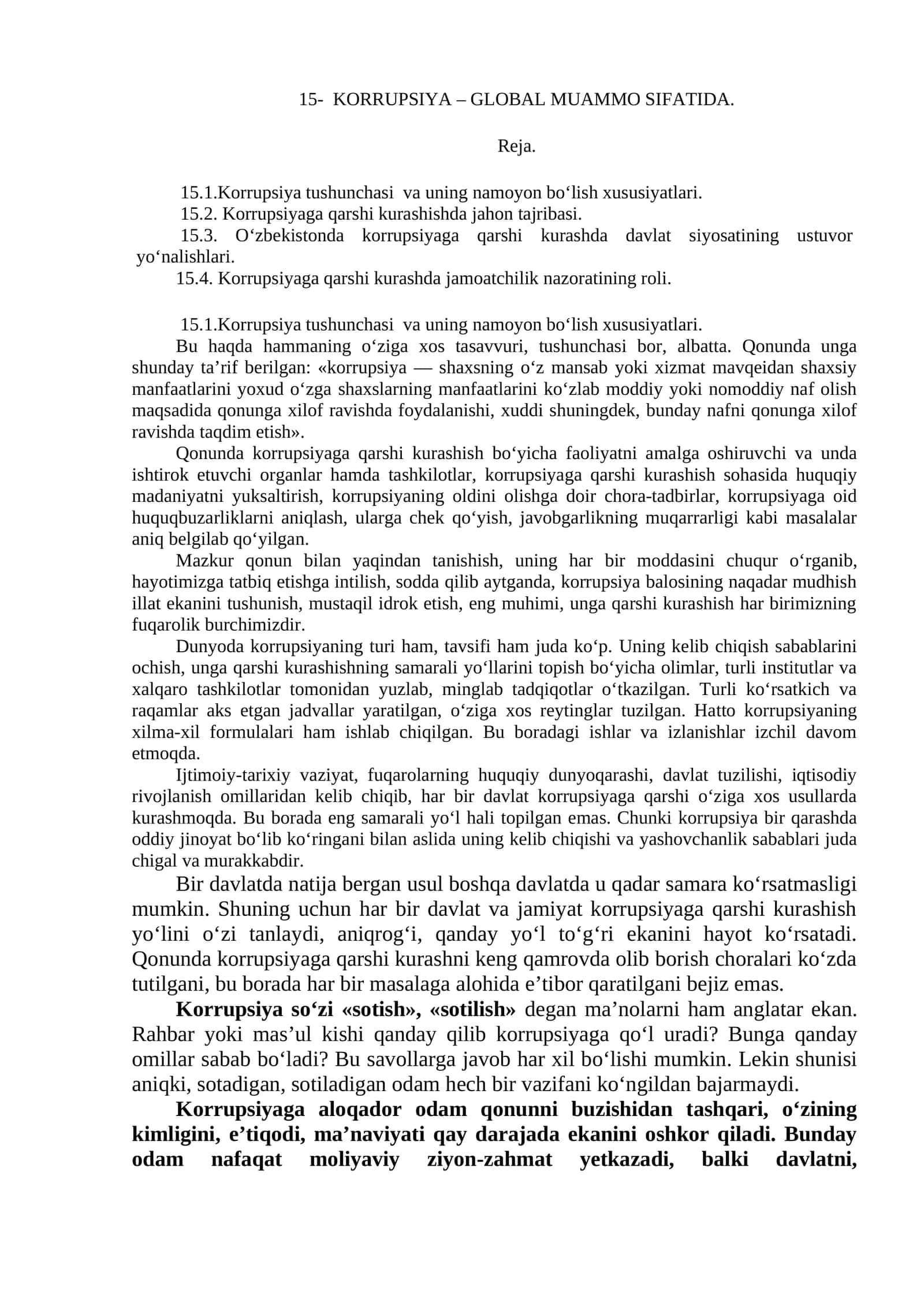 Korrupsiya - Global Muammo Sifatida