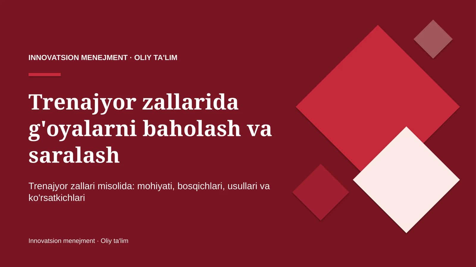 trenajyor zallarida g'oyalarni baholash va saralash 9695