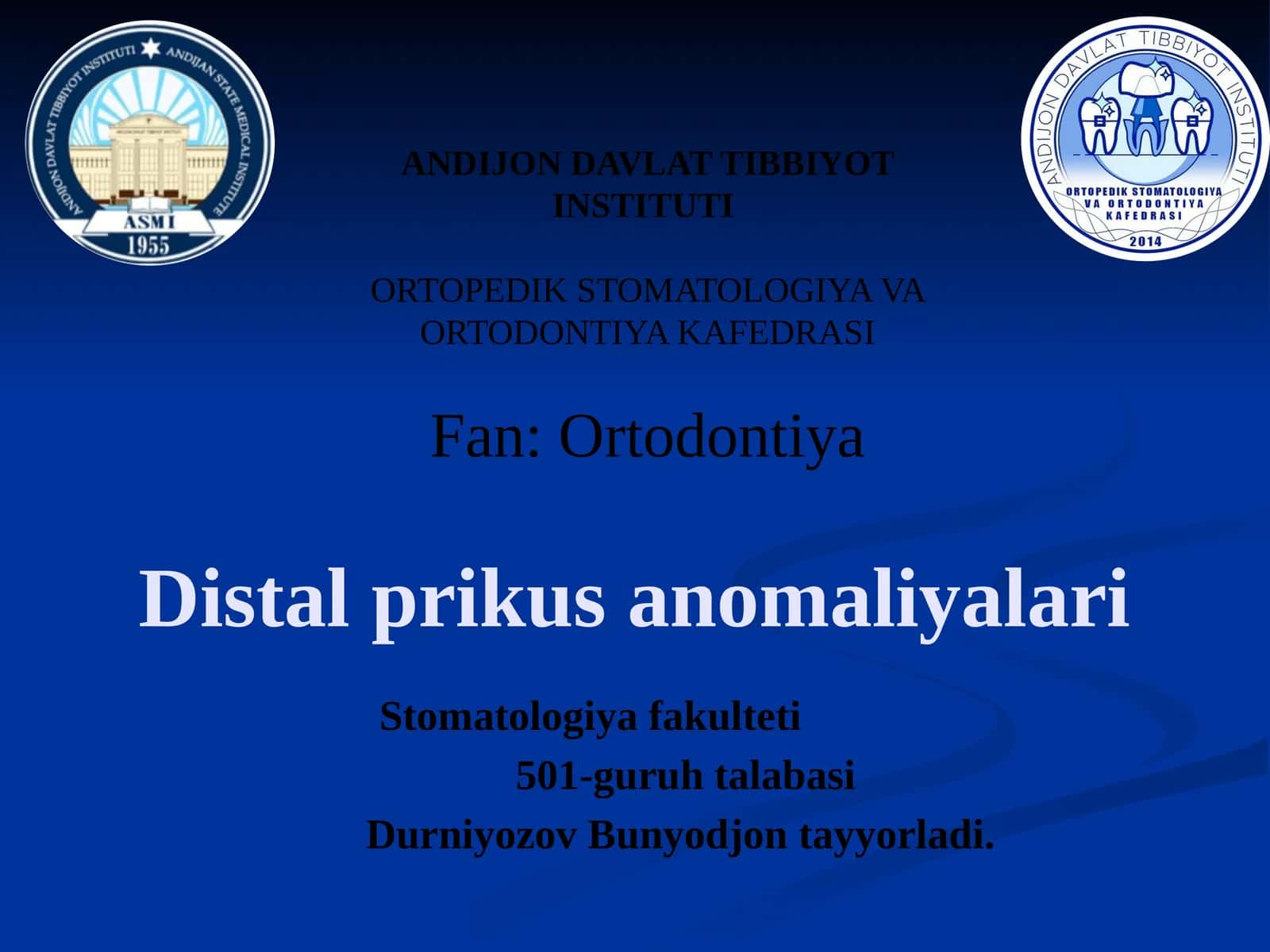 Distal prikus anomaliyalari