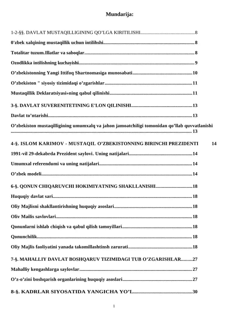 11-sinf MUSTAQIL О’ZBEKISTON DAVLATINING TASHKIL TOPISHI