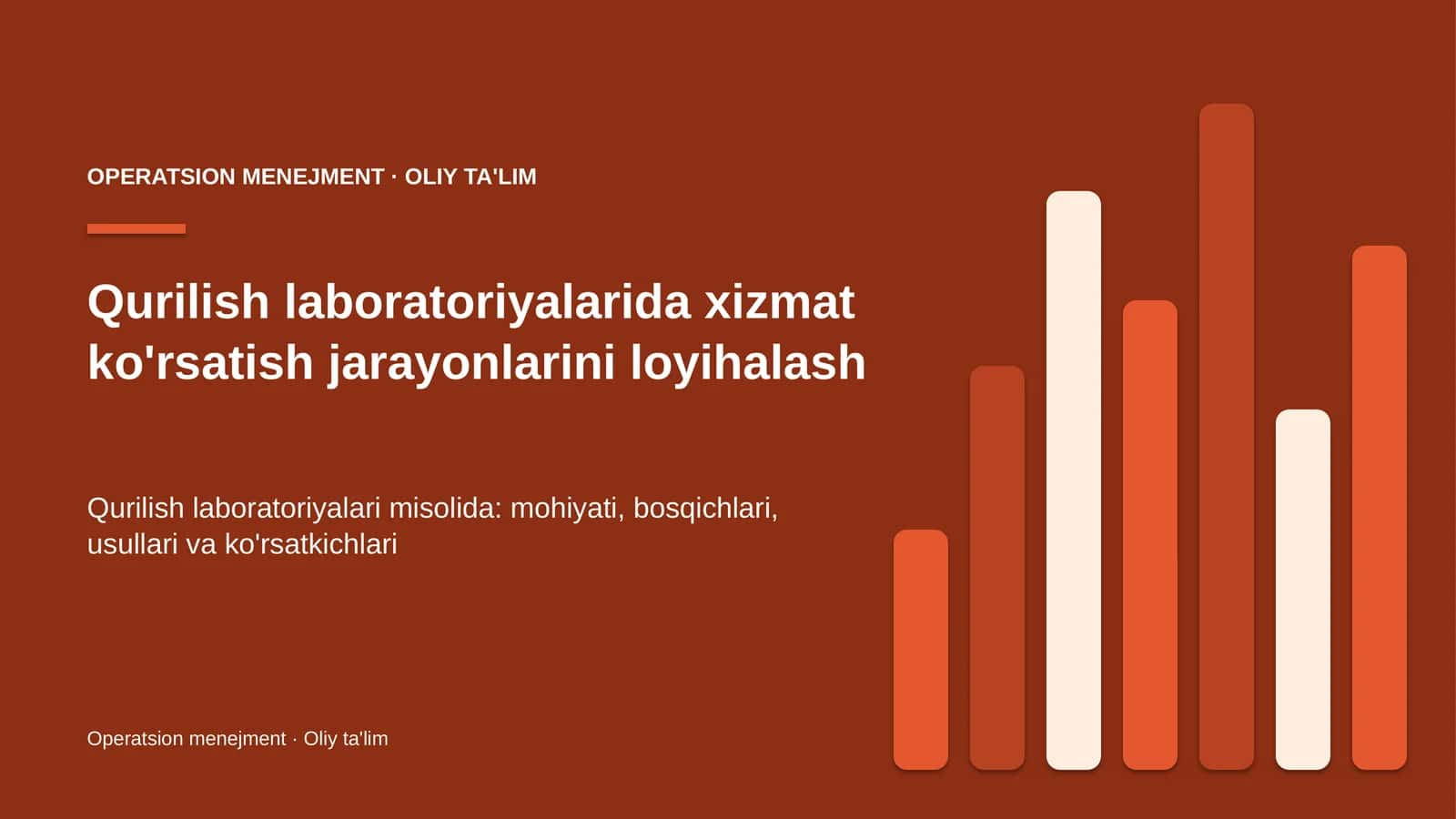 Qurilish laboratoriyalarida xizmat ko'rsatish jarayonlarini loyihalash
