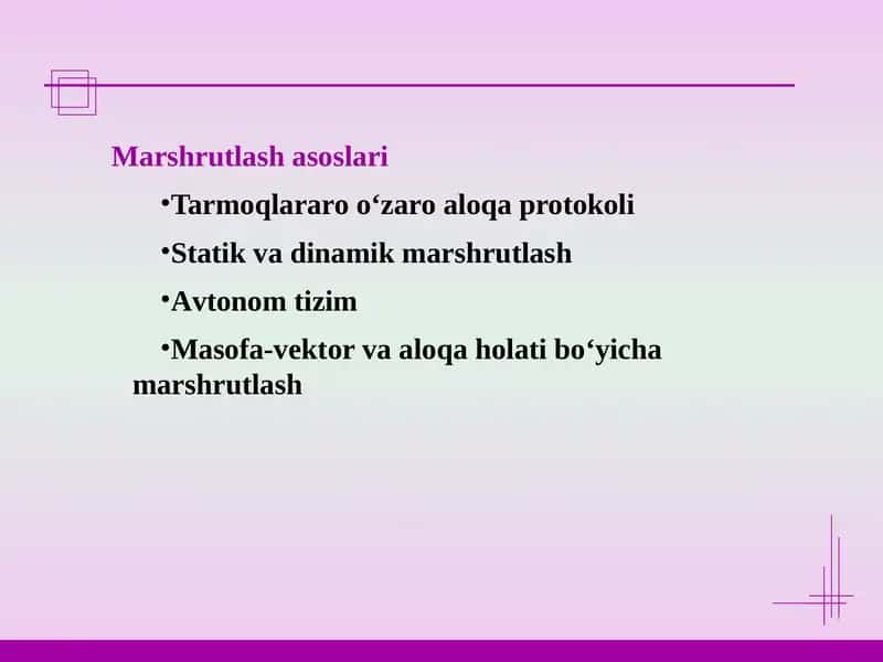 Marshrutlash asoslari