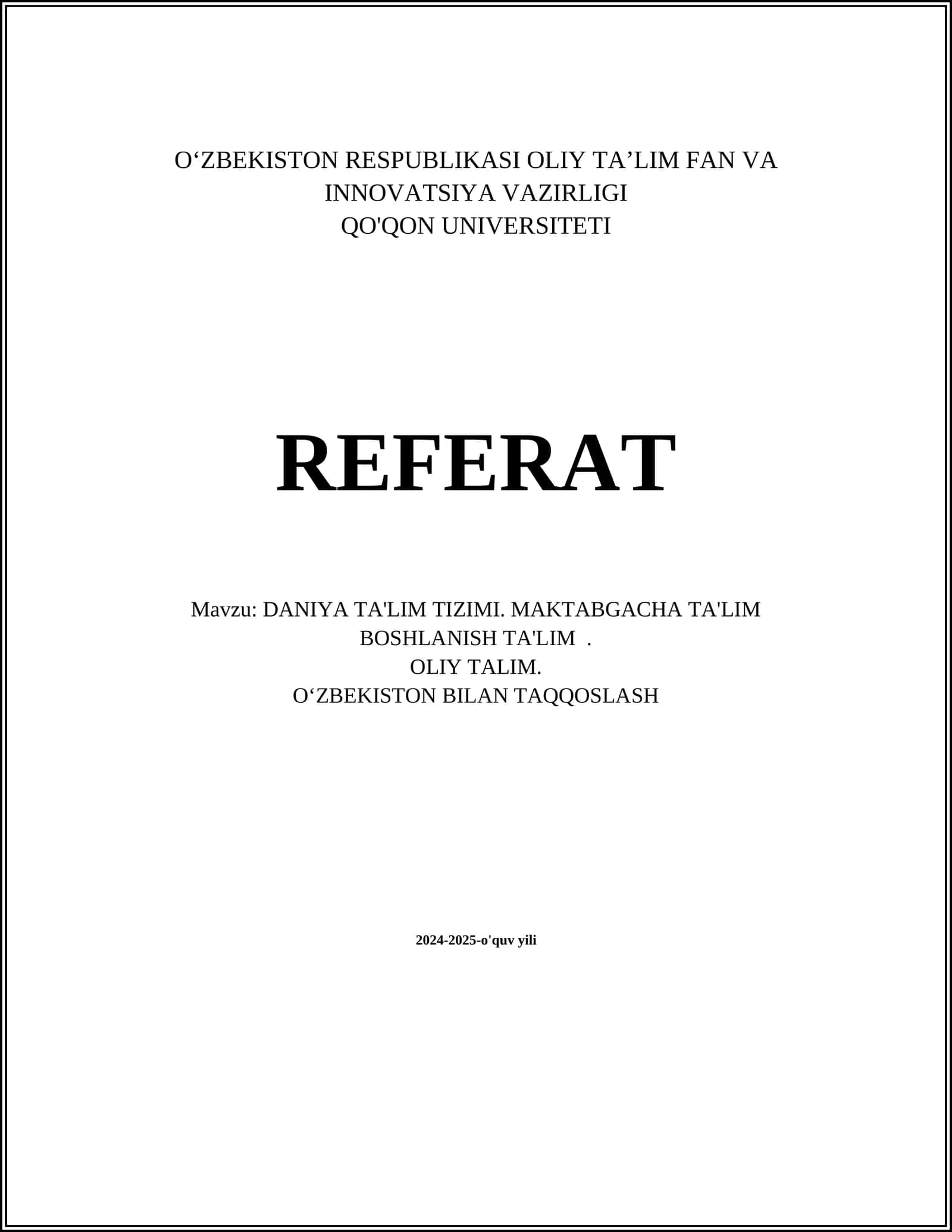 DANIYA TA'LIM TIZIMI