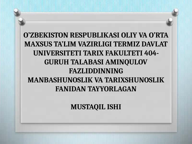 XI-XII asrlarda O'rta Osiyo tarixshunosligining ravnaqi