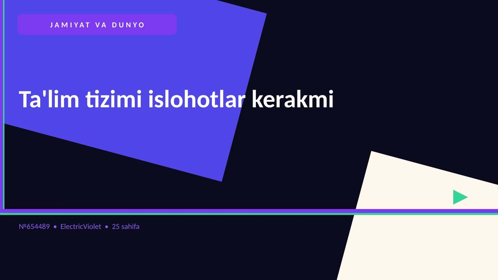 JAMIYAT VA DUNYO Ta'lim tizimi islohotlar kerakmi