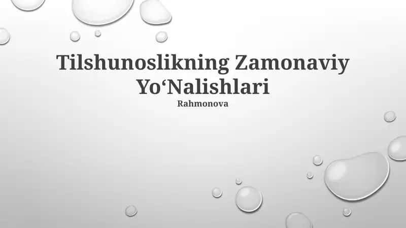 Tilshunoslikning Zamonaviy YoʻNalishlari