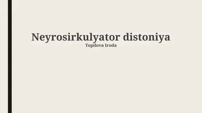 Neyrosirkulyator distoniya