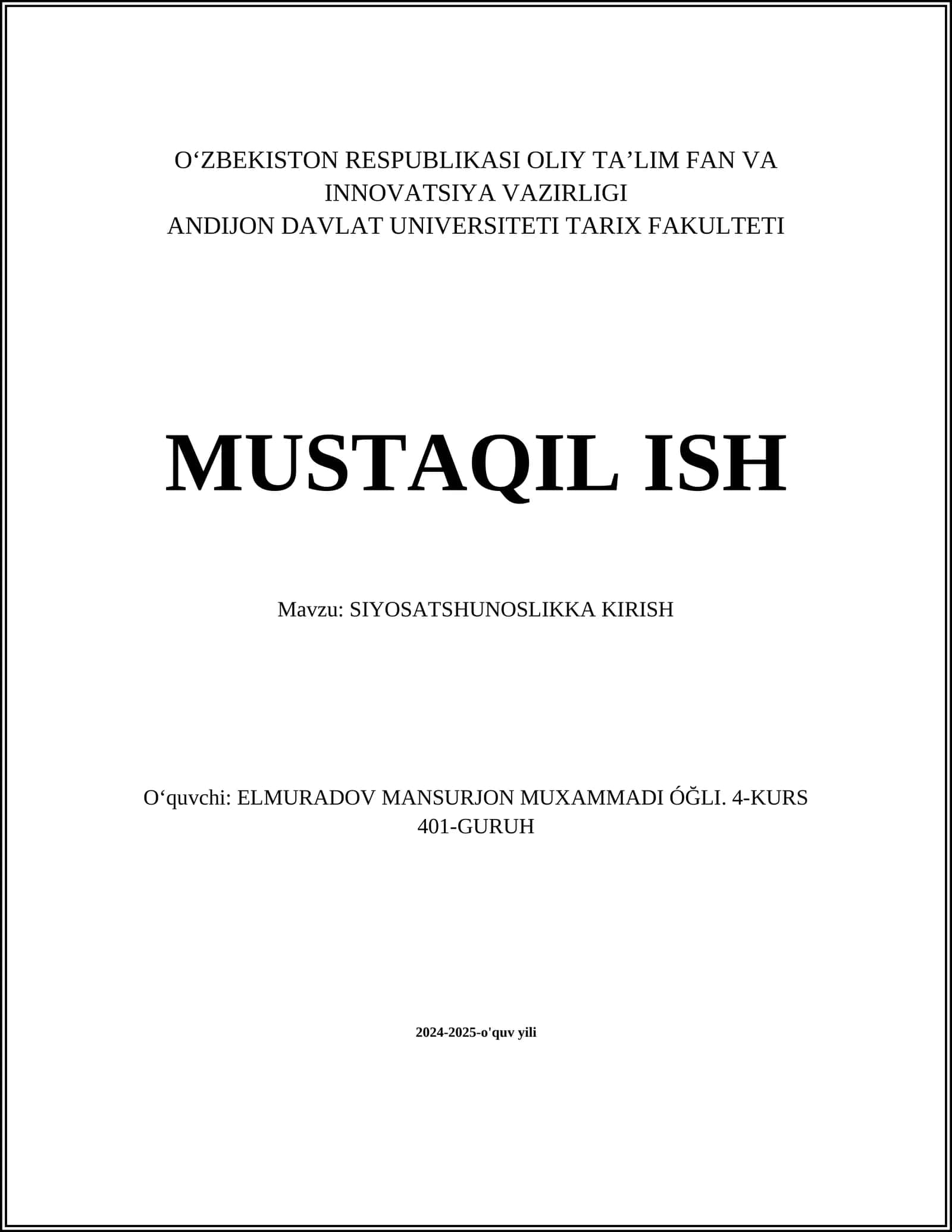 SIYOSATSHUNOSLIKKA KIRISH