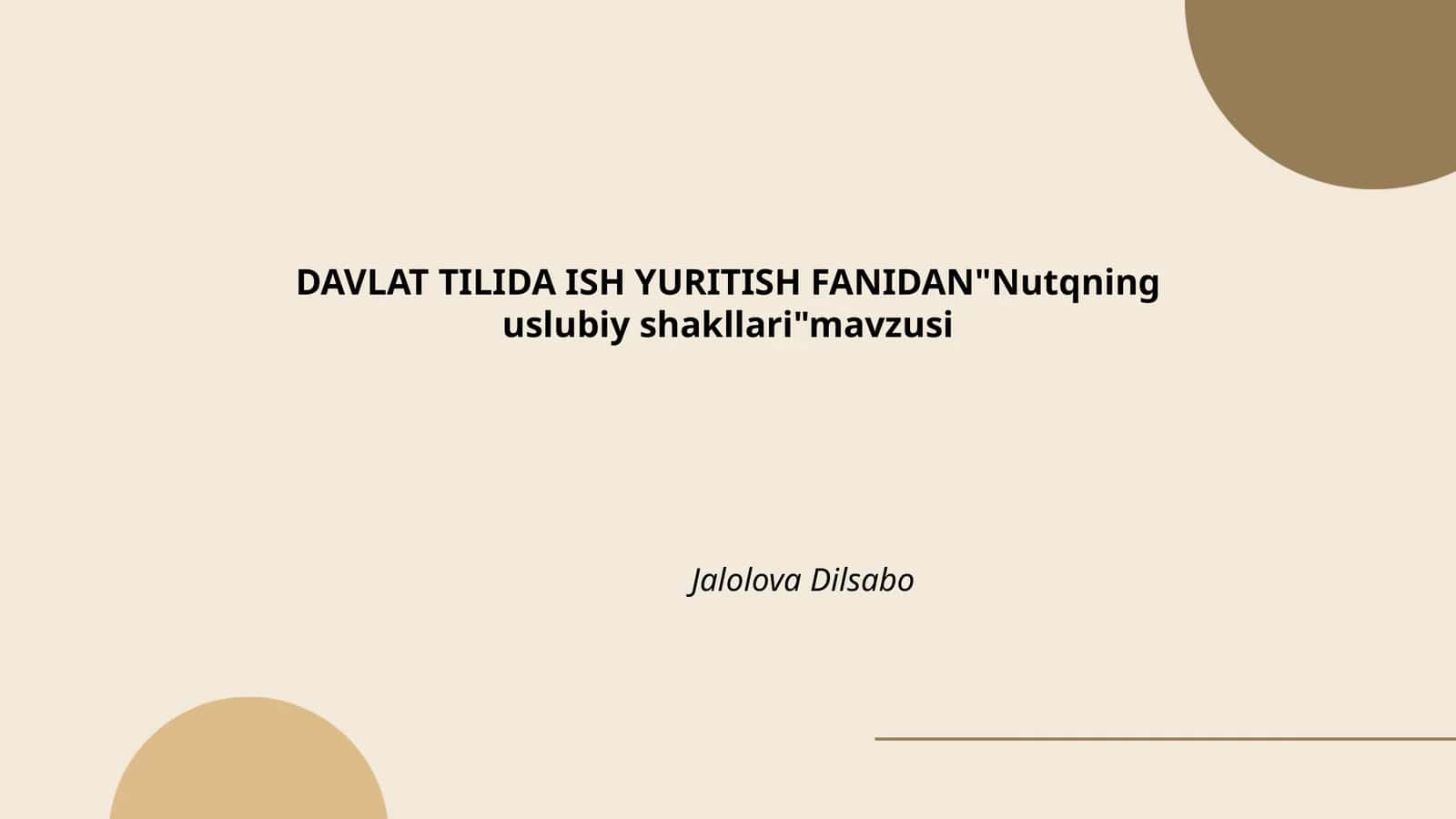 "Nutqning uslubiy shakllari"