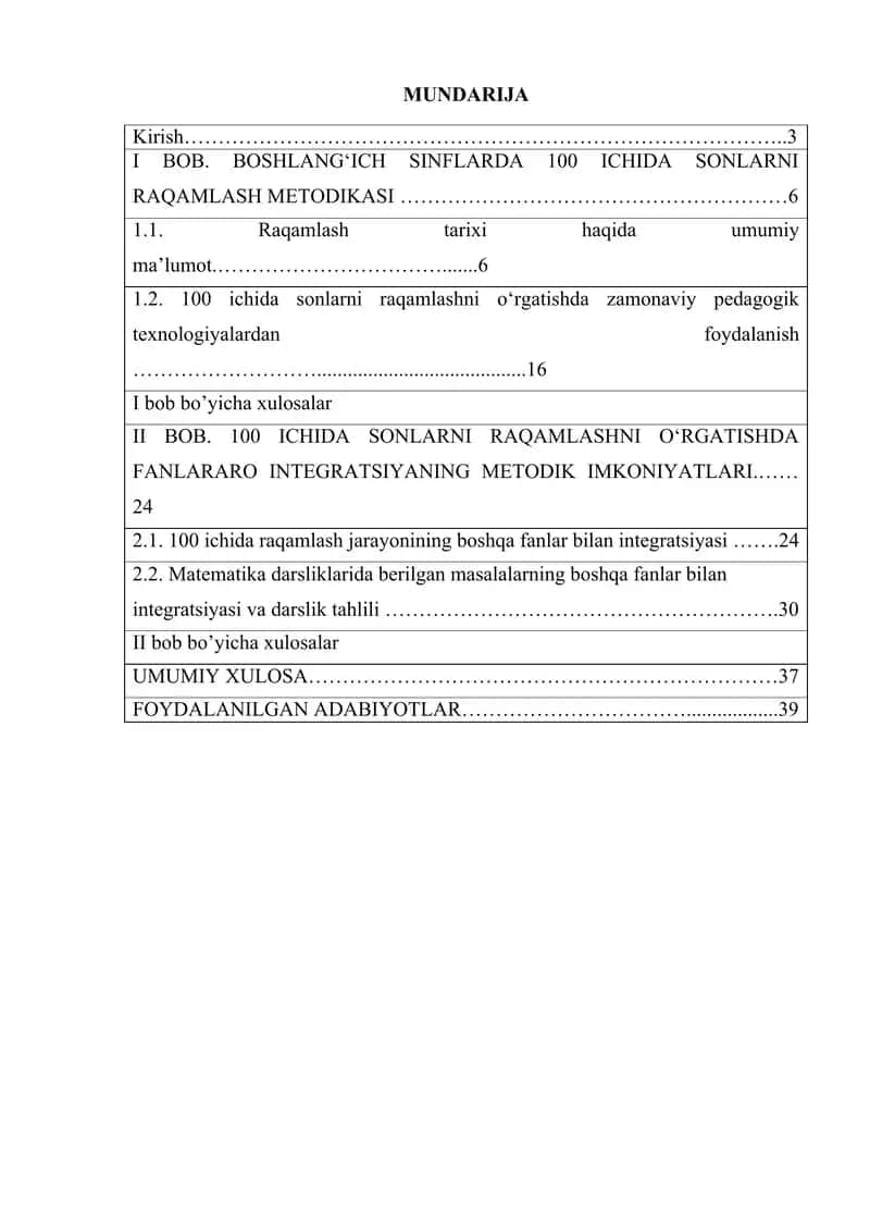 100 Ichida Sonlarni Raqamlashni O'rgatish Metodikasi