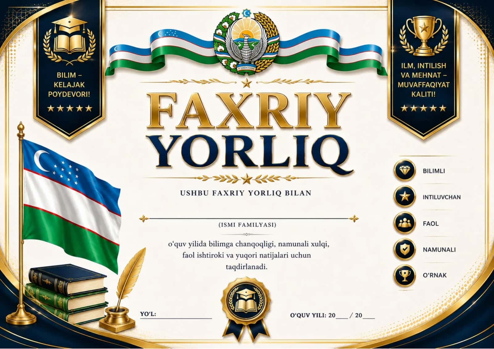 FAXRIY YORLIQ MAKTAB O'QUVCHILARI UCHUN