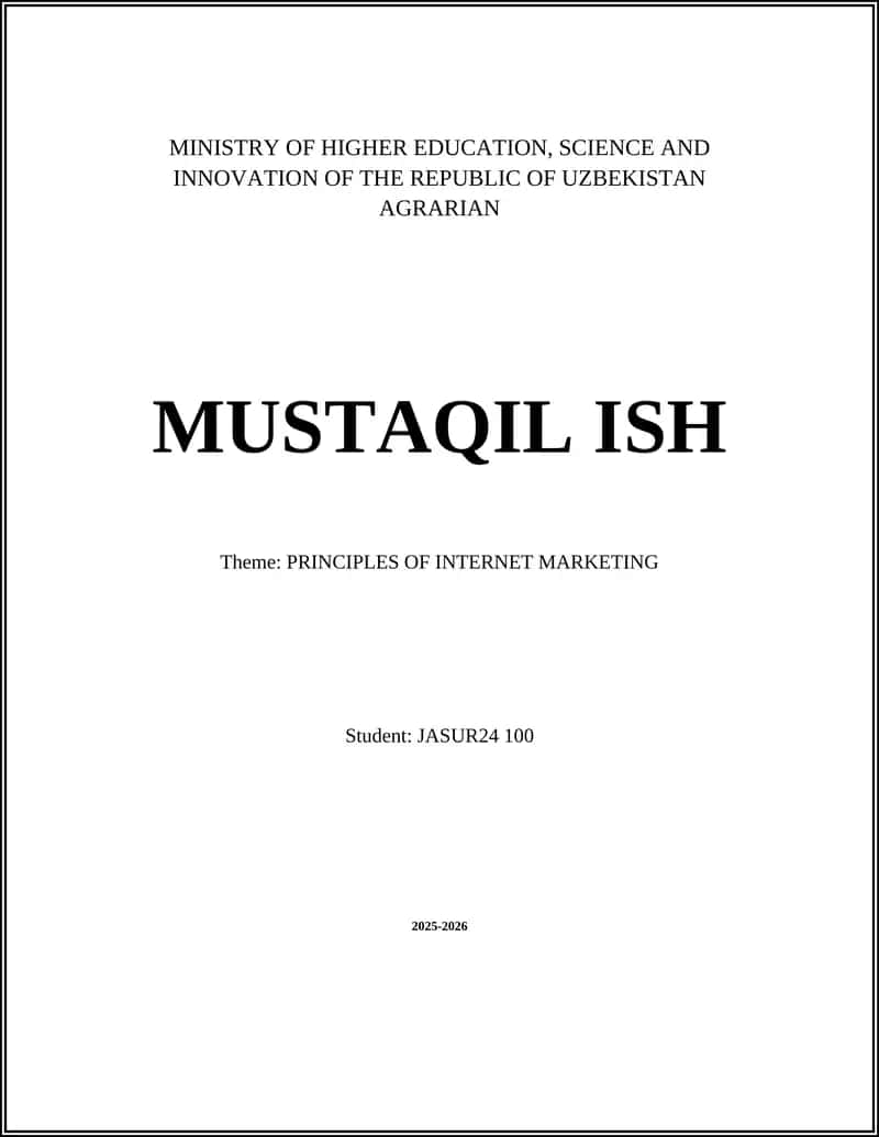 PRINCIPLES OF INTERNET MARKETING