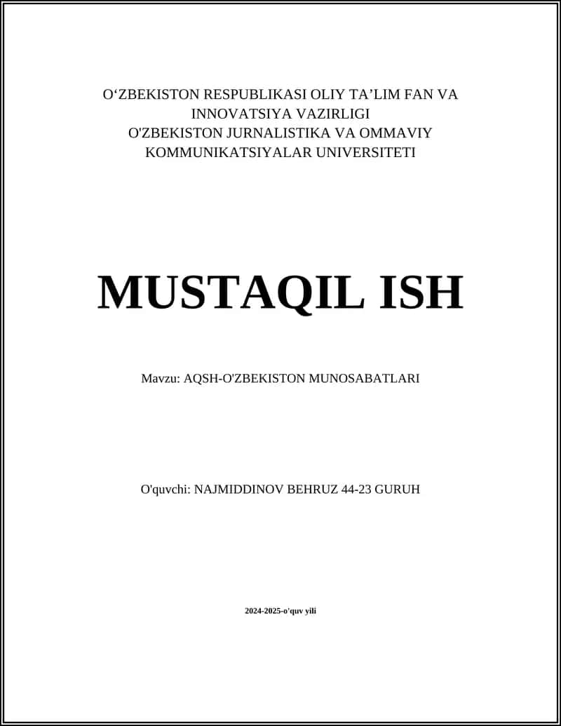 AQSH-O'zbekiston munosabatlari