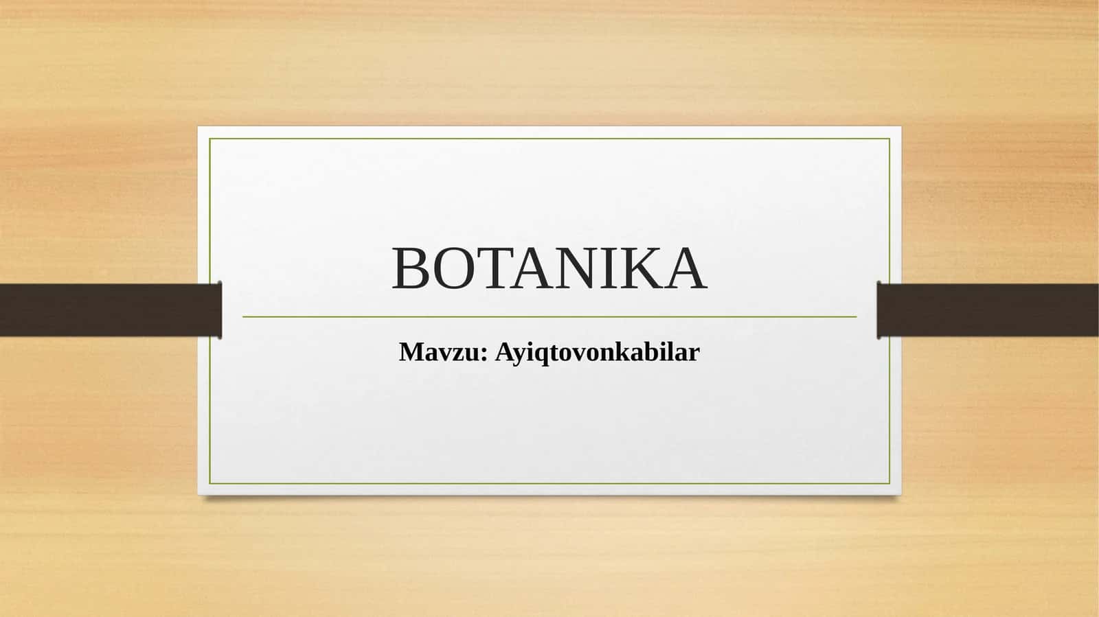 BOTANIKA. Ayiqtovondoshkar oilasi