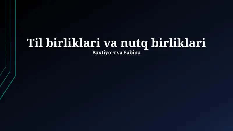 Til va Nutq Birliklari
