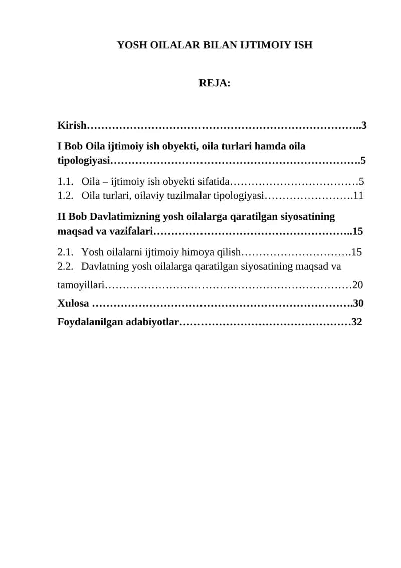 Yosh oilalar bilan ijtimoiy ish
