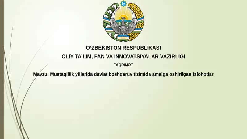 Mustaqillik Yillarida Davlat Boshqaruvi Islohotlarining Asosiy Yo'nalishlari