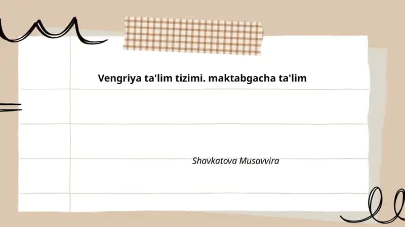 Vengriya ta'lim tizimi. maktabgacha ta'lim