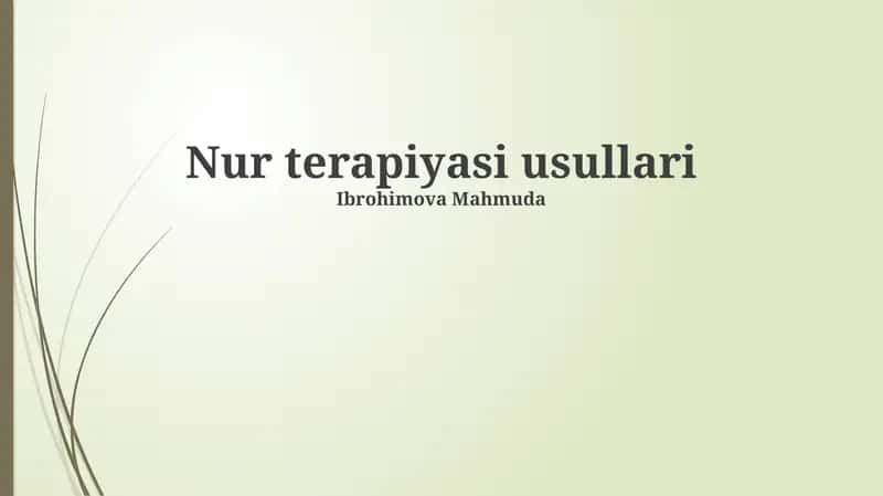 Nur terapiyasi usullari