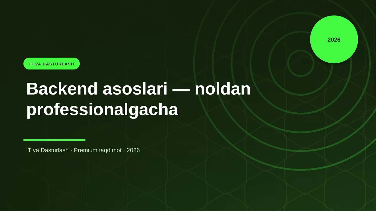 Backend asoslari — noldan professionalgacha