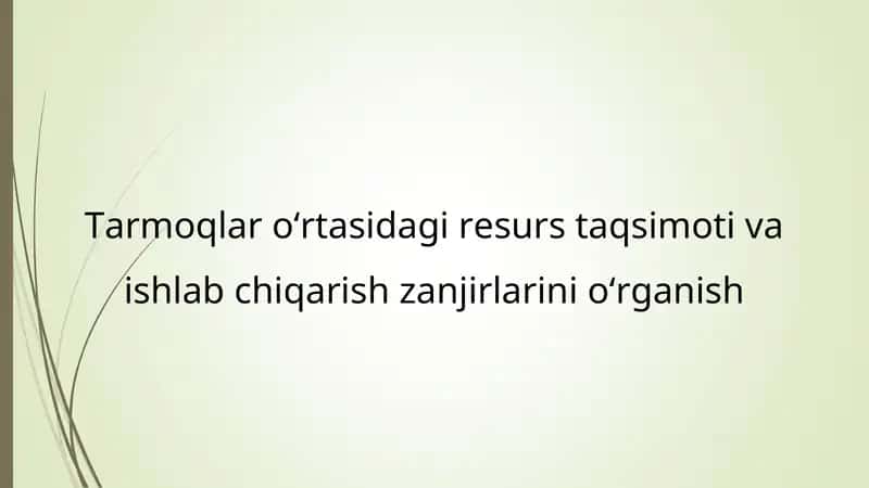Tarmoqlar o‘rtasidagi resurs taqsimoti va ishlab chiqarish zanjirlarini o‘rganish