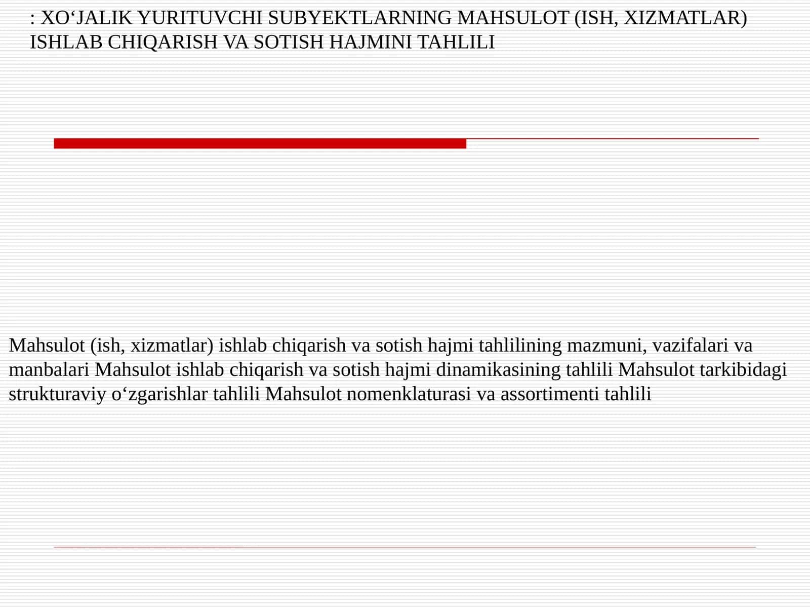 Mahsulot ishlab chiqarish va sotish hajmi tahlili